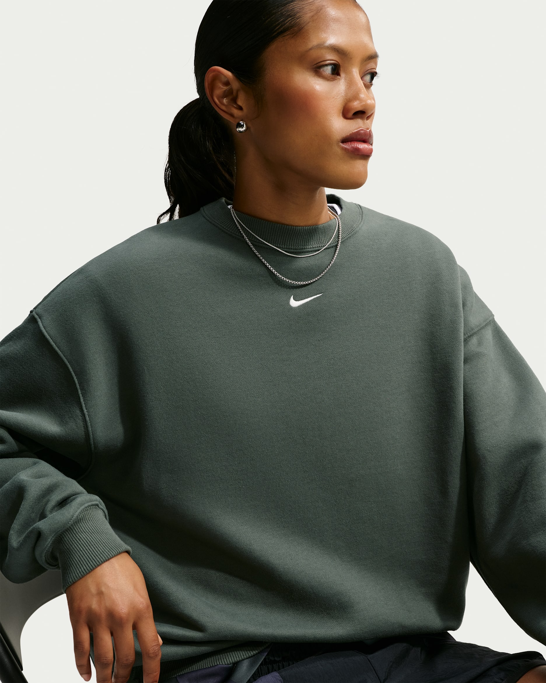Nike Studio Fleece Medium Weight Women's Oversized Crew-Neck